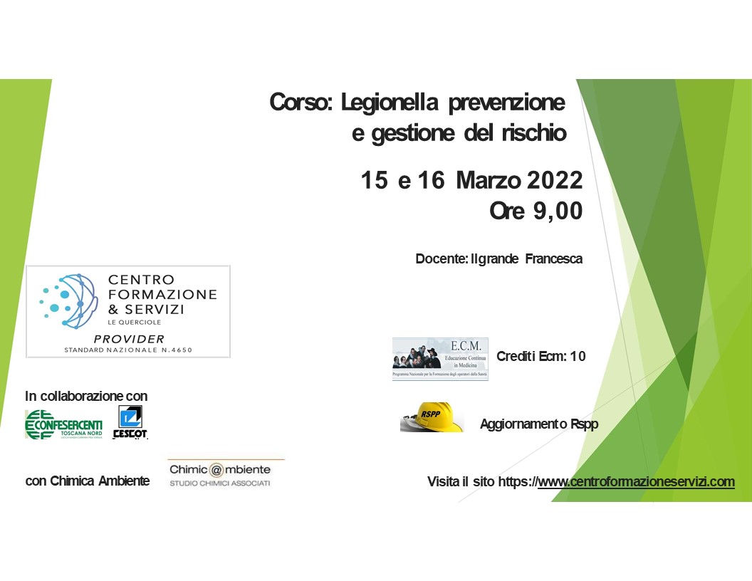 Course Image Legionella prevenzione e gestione del rischio