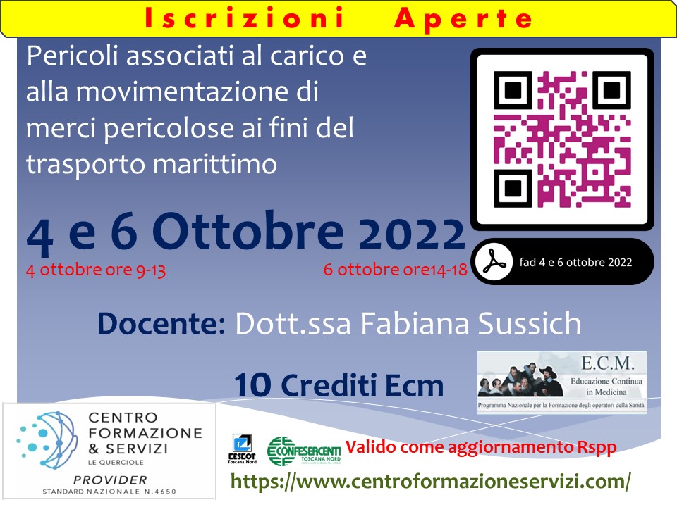 Course Image Pericoli associati al carico e  alla movimentazione di  merci pericolose ai fini del  trasporto marittimo