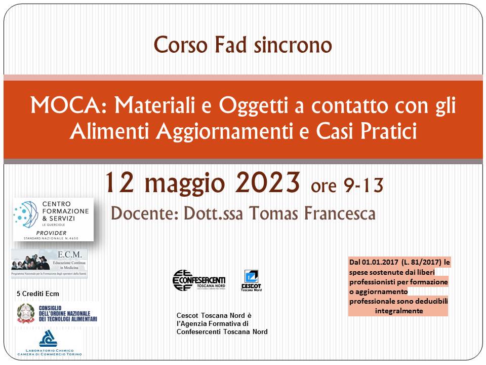 Course Image MOCA: Materiali e Oggetti a contatto con gli Alimenti Aggiornamenti e Casi Pratici