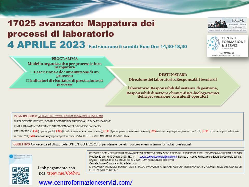 Course Image 17025 avanzato: Mappatura dei processi di laboratorio