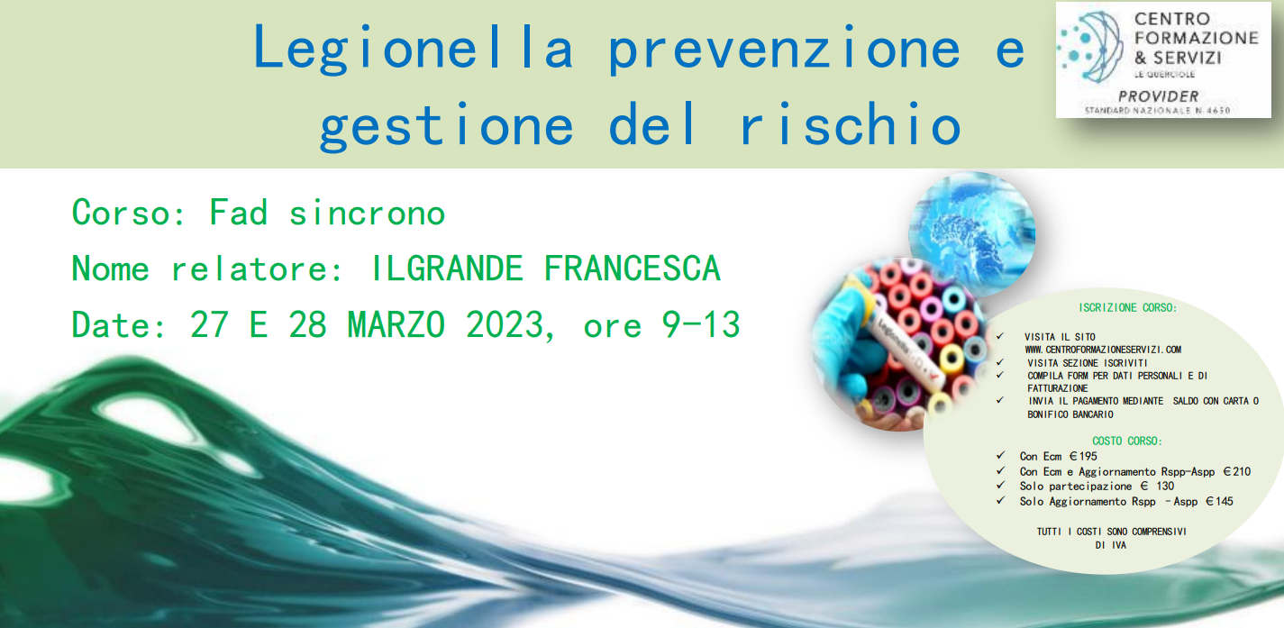 Course Image LEGIONELLA PREVENZIONE E GESTIONE DEL RISCHIO