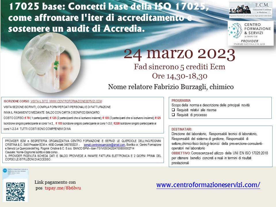 Course Image 17025 base: Concetti base della ISO 17025, come affrontare l'iter di accreditamento e sostenere un audit di Accredia.