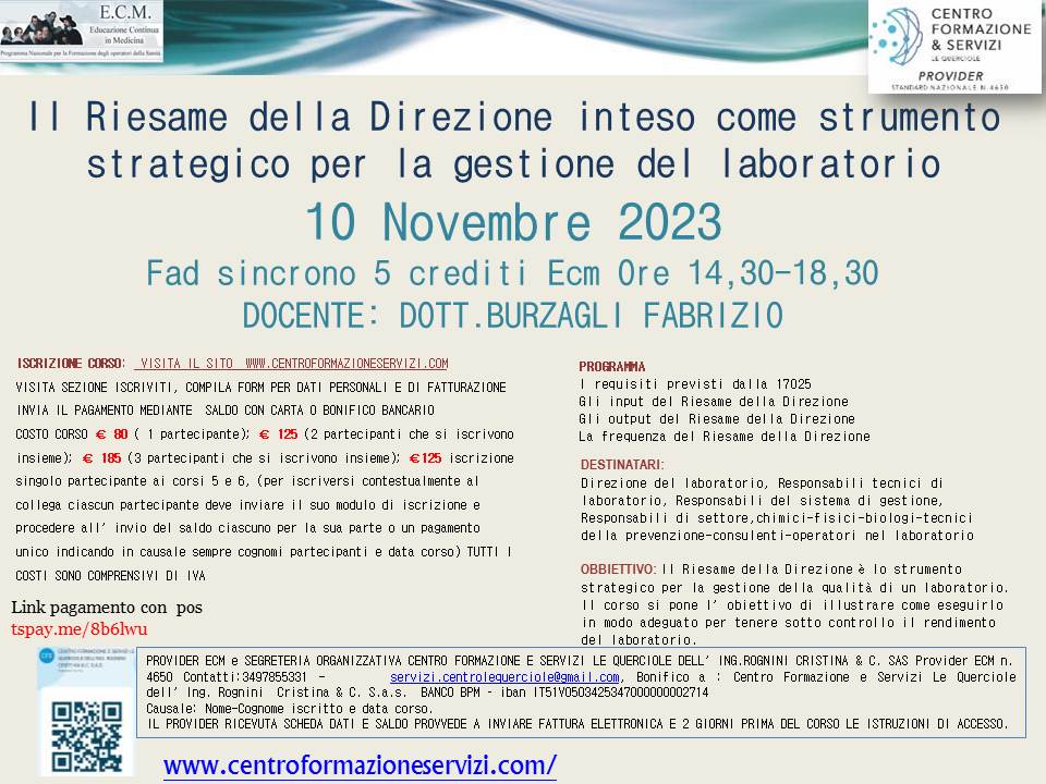 Course Image Il Riesame della Direzione inteso come strumento strategico per la gestione del laboratorio