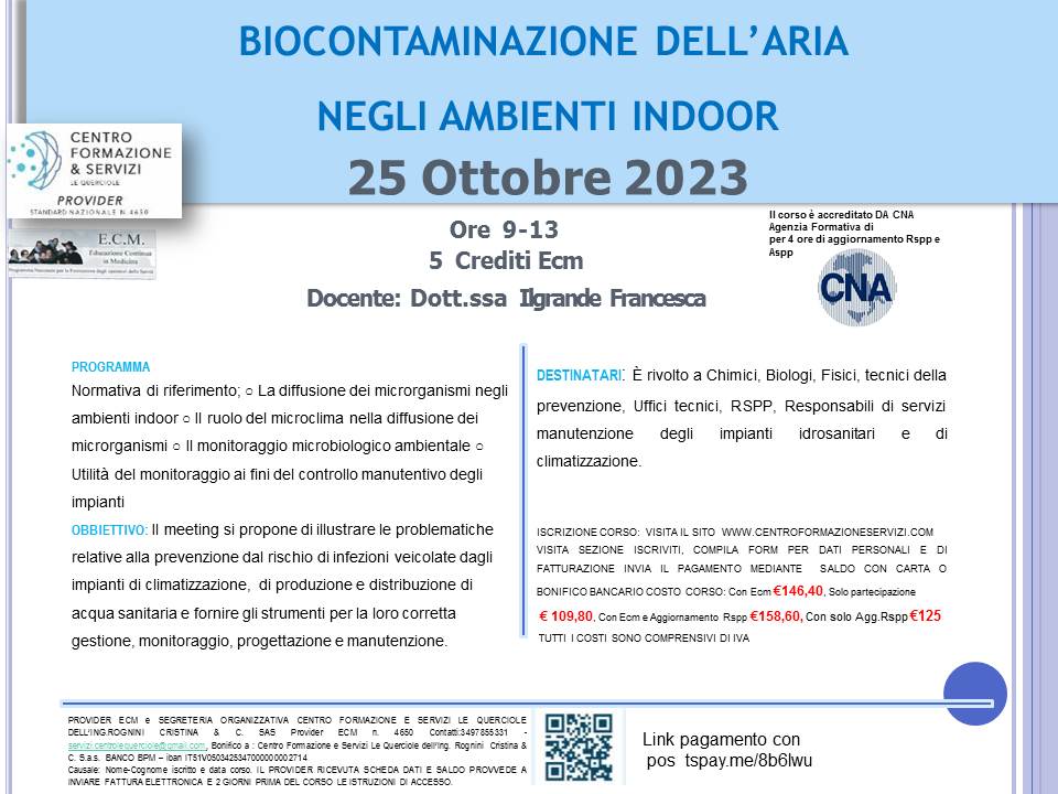 Course Image BIOCONTAMINAZIONE DELL’ARIA NEGLI AMBIENTI INDOOR