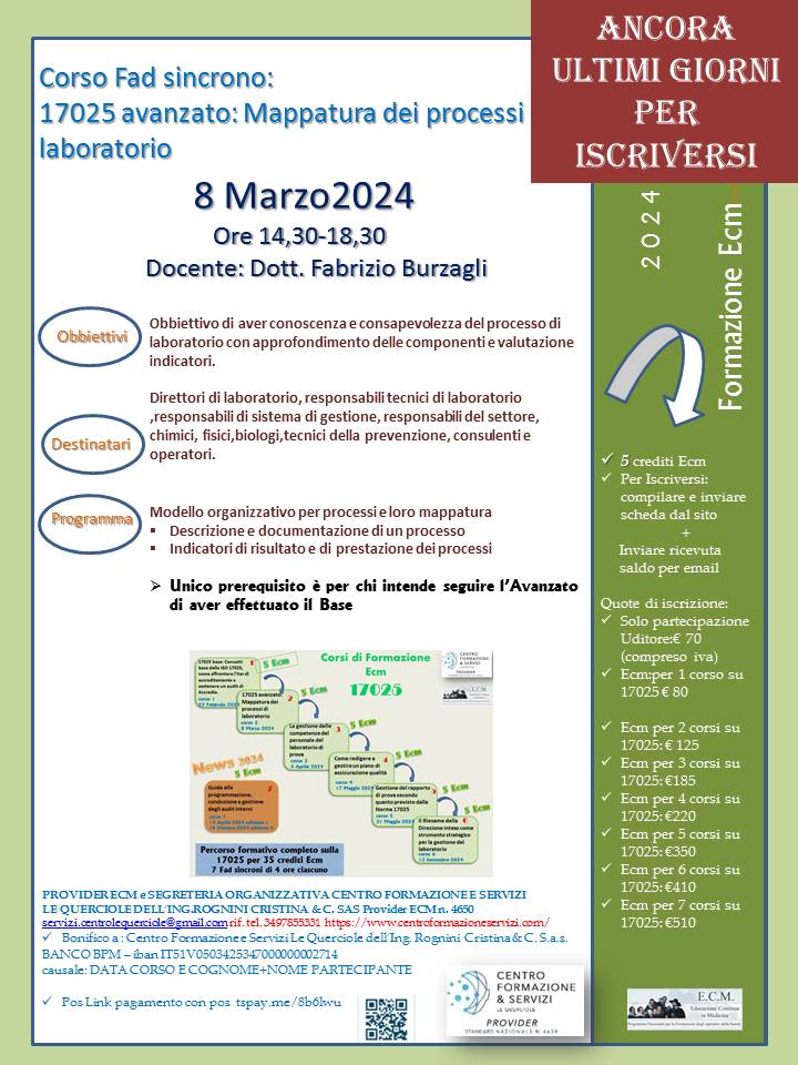 Course Image 17025 avanzato: Mappatura dei processi di laboratorio