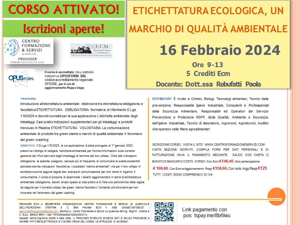 Course Image ETICHETTATURA ECOLOGICA, UN MARCHIO DI QUALITÀ AMBIENTALE 2024