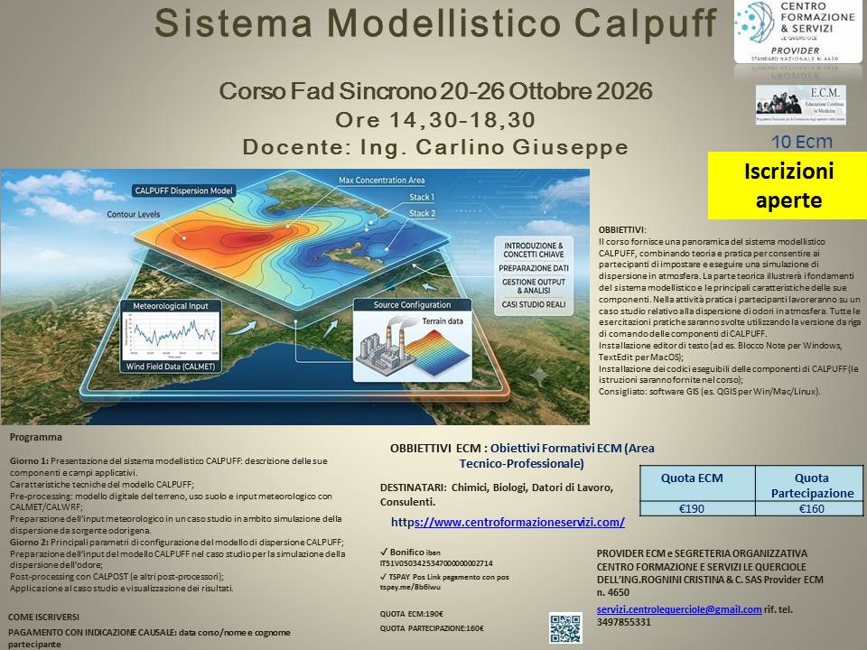 Course Image Sistema modellistico calpuff